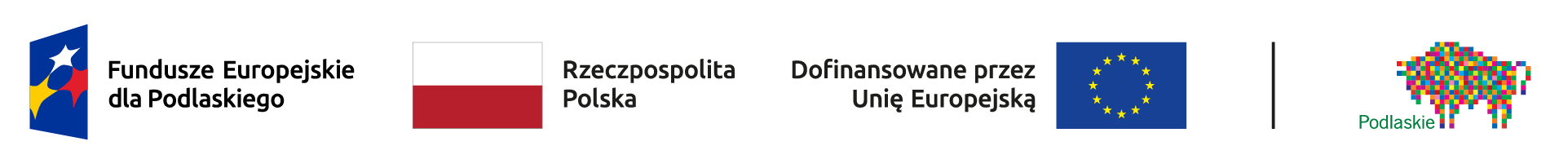 Zestaw logotypów dofinansowania: Fundusze Europejskie, barwy Rzeczypospolitej Polskiej oraz Unia Europejska (perspektywa 2021–2027)
